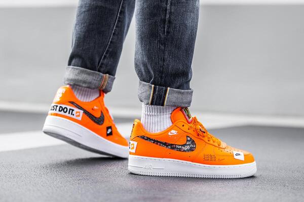 Orange air force 1 low just do it best sale